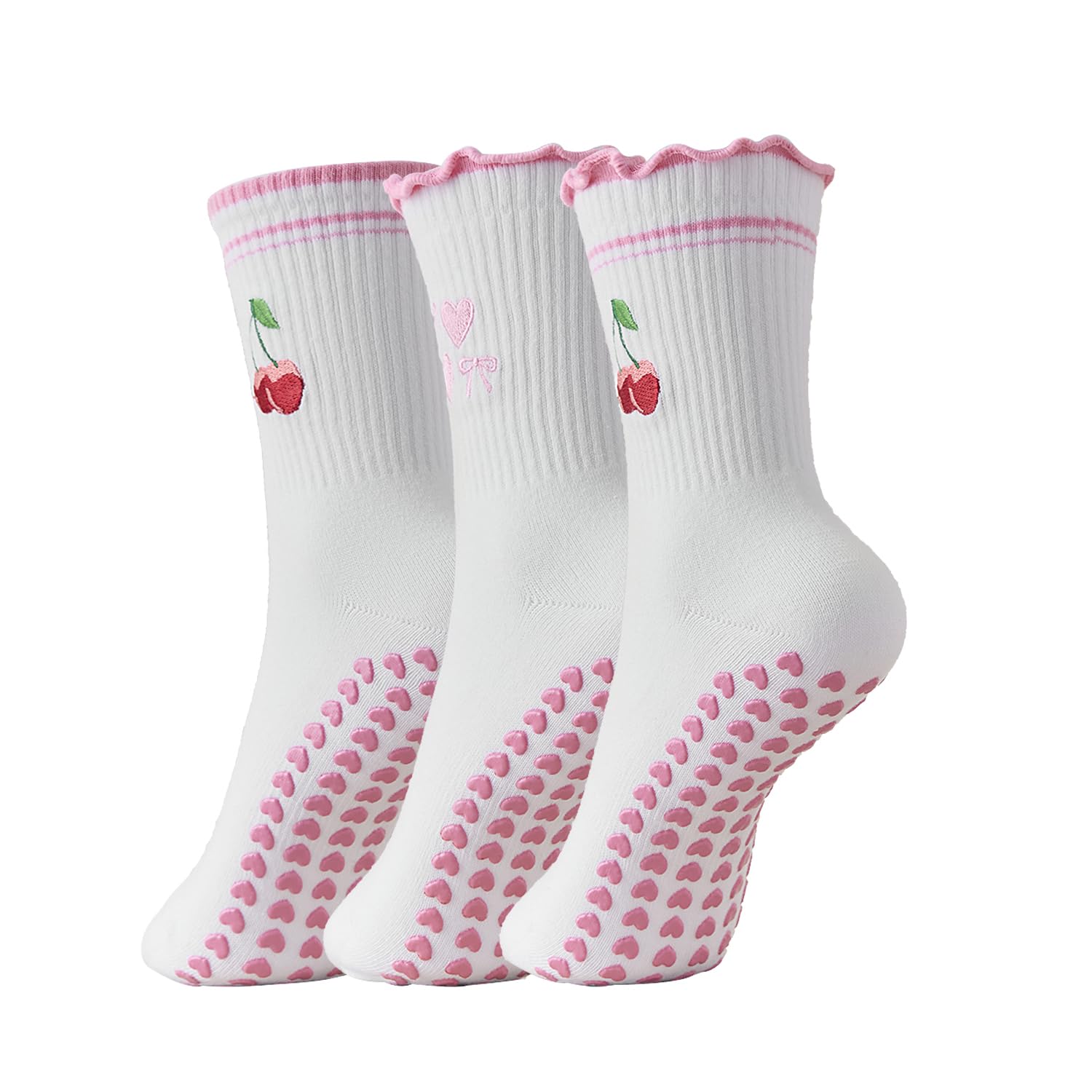 Grip Sock Yoga - 3 pairs, Cute 3 Pairs Pilates
