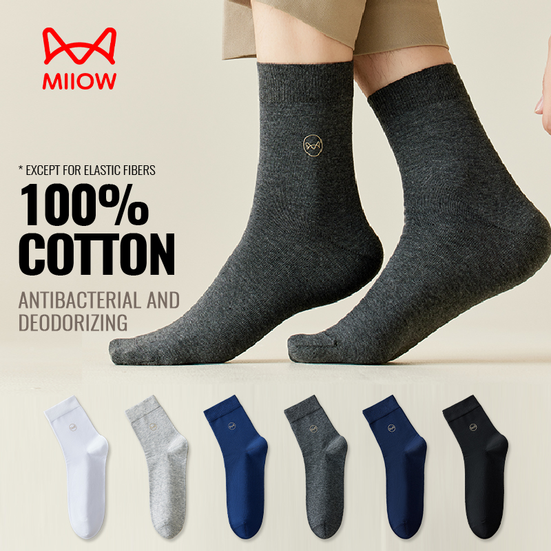 Dress Sock Men - MiiOW 100% Pure Cotton Socks Men