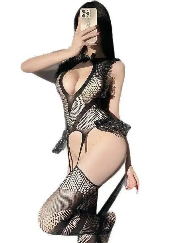 Sexy Lace Trim Fishing Net Bod - Fishnet Stocking Women avaliação e preço