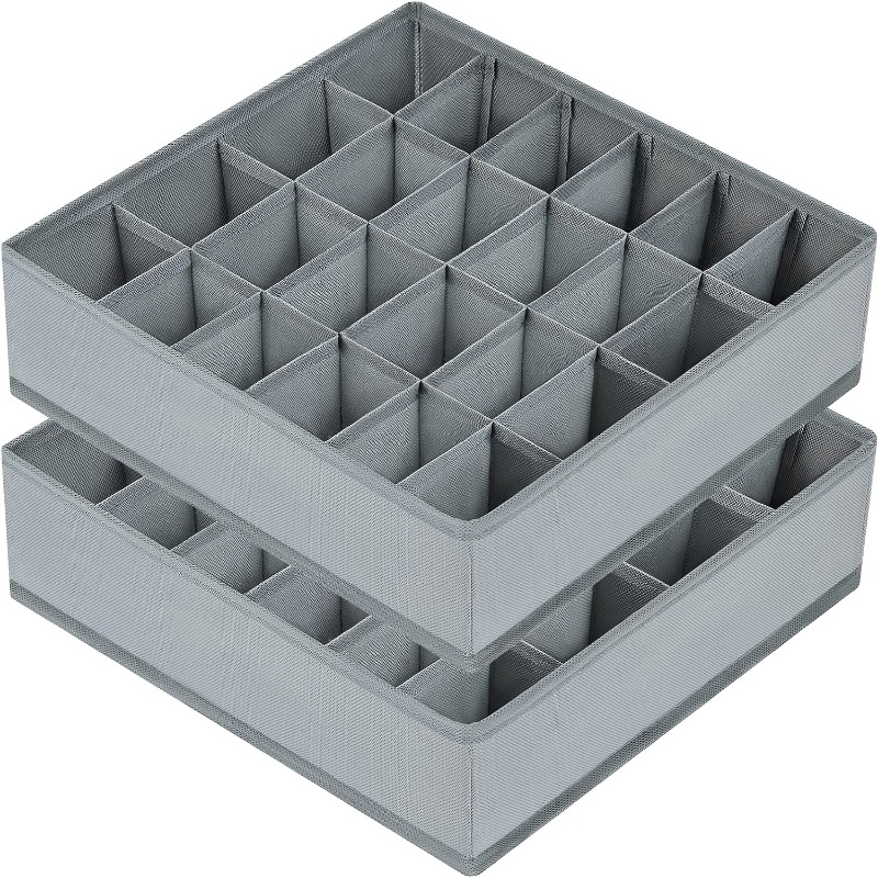 2Pcs 24-Compartment Fabric Soc - Sock Organizer Tray avaliação e preço