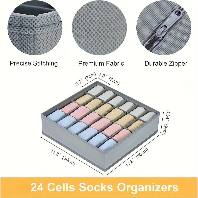24 Grid Foldable Storage Organ - Sock Organizer Tray avaliação e preço