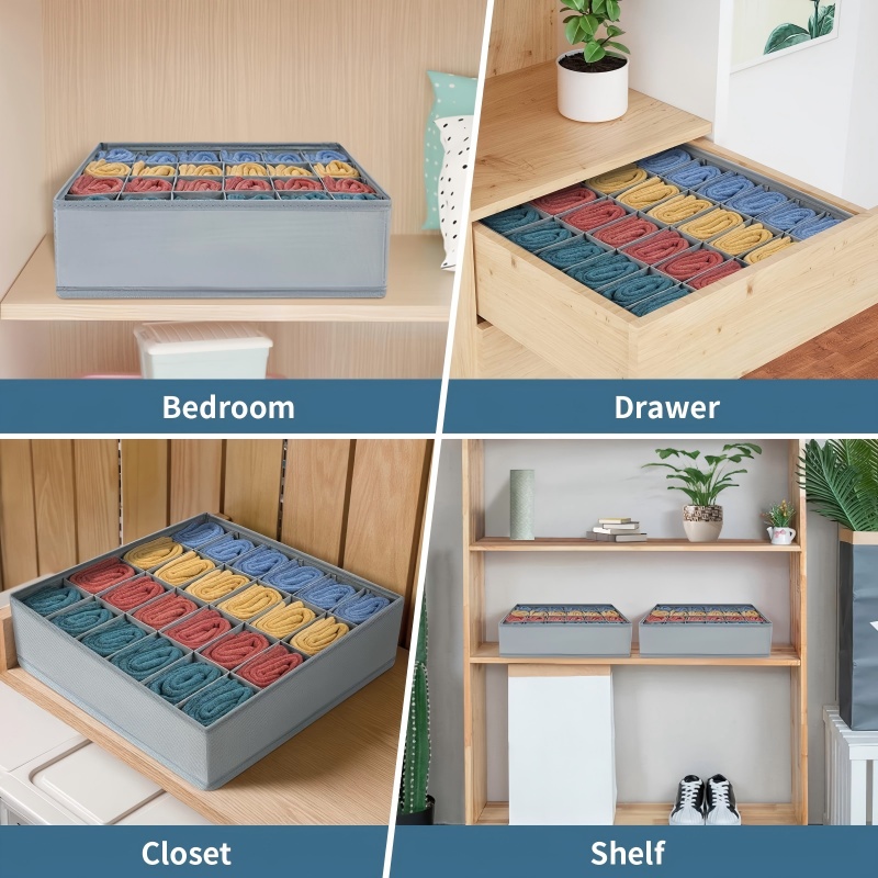 24 Grid Foldable Storage Organ - Sock Organizer Tray avaliação e preço