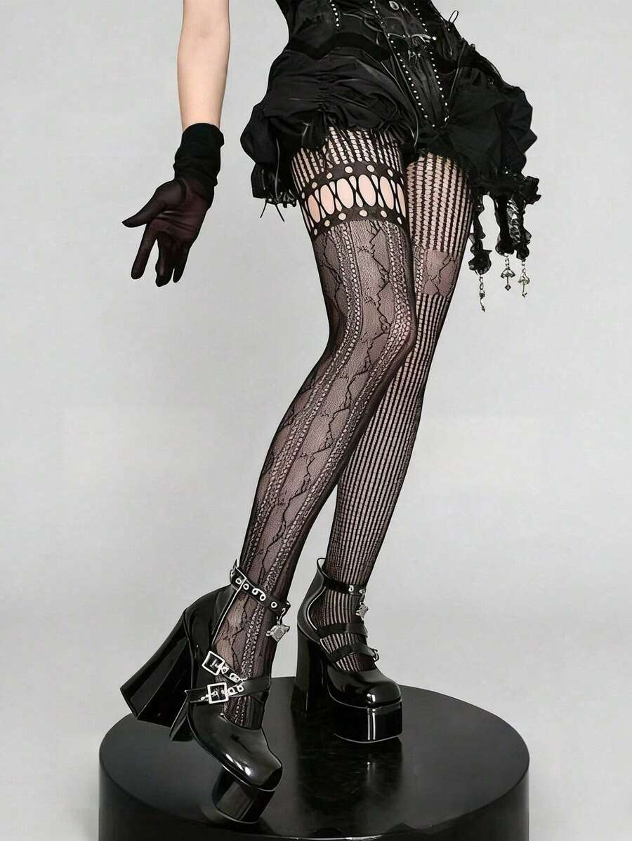 1pc Asymmetric Hollow Fishnet  - Fishnet Stocking Women avaliação e preço