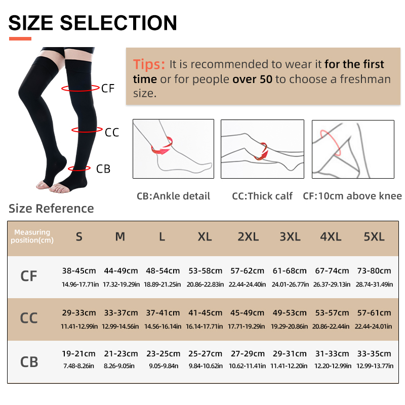 1Pair Thigh High Open Toe Medi - Compression Sock Medical avaliação e preço