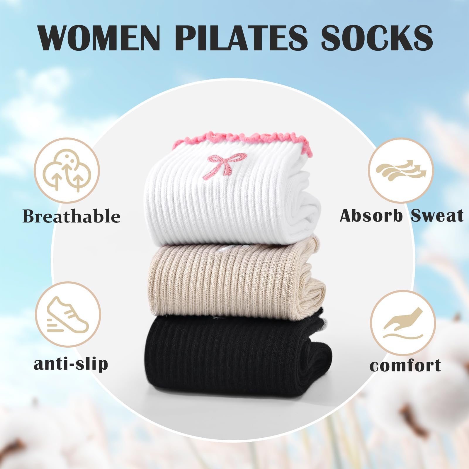 3 pairs of anti-slip grip Pila - No Show Sock Women avaliação e preço