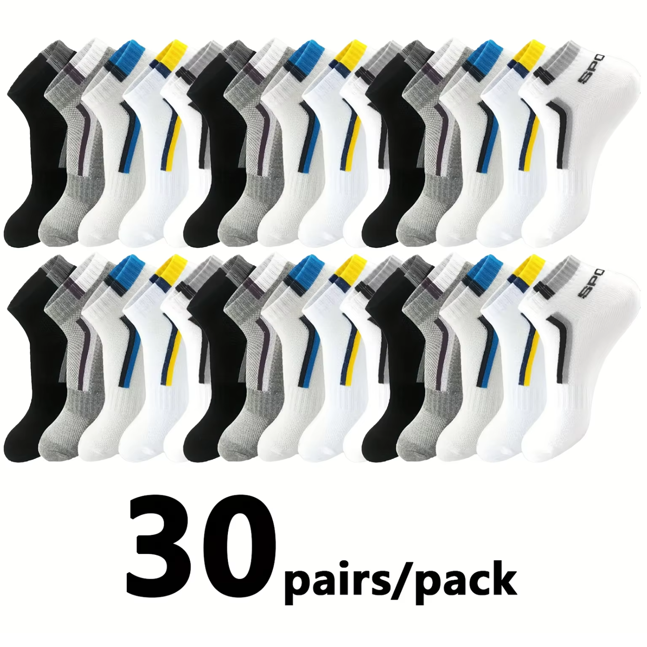30Pairs Men's Color-block Mesh - Ankle Sock Low Cut avaliação e preço