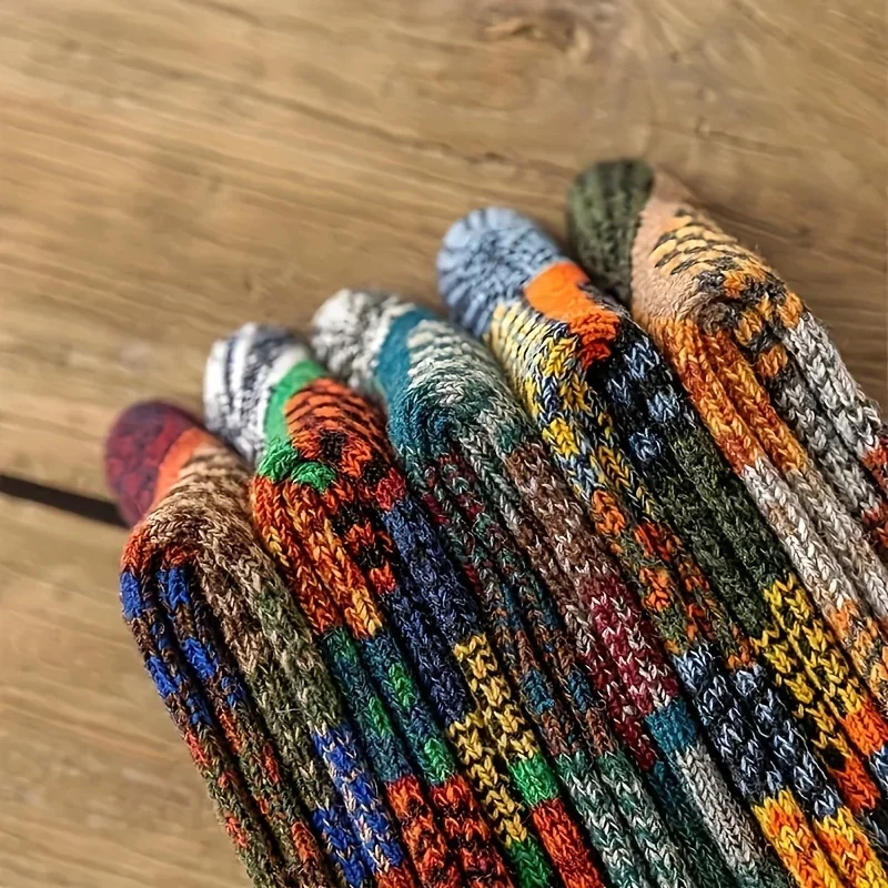 5 pairs of retro ethnic style  - Thermal Sock Winter avaliação e preço