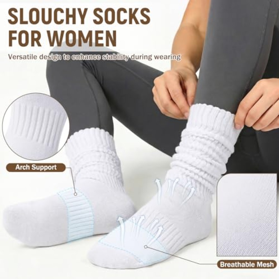 Chalier 5 Pairs Slouchy Socks  - Boot Sock Slouchy avaliação e preço