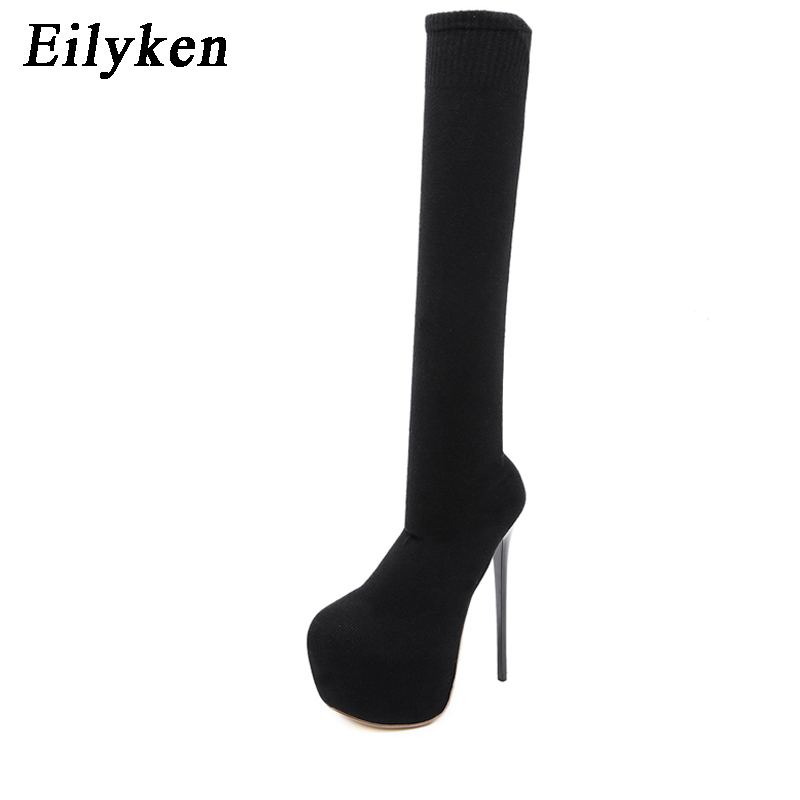 Eilyken 17CM Platform Heels Wo - Knee High Sock Women avaliação e preço