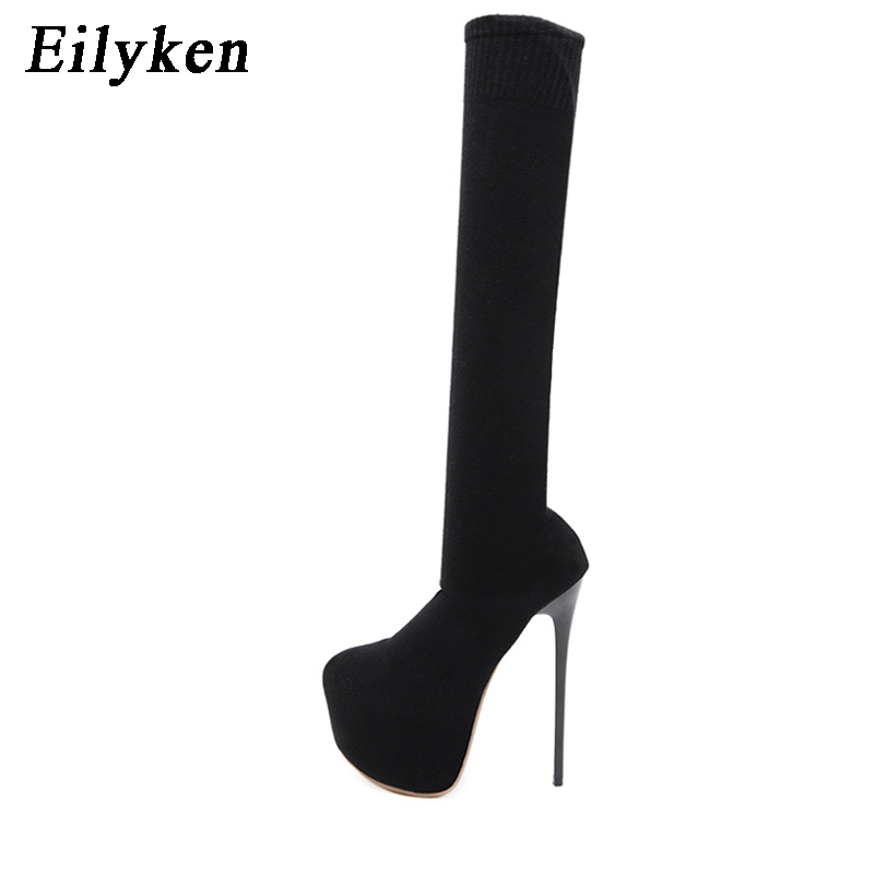 Eilyken 17CM Platform Heels Wo - Knee High Sock Women avaliação e preço