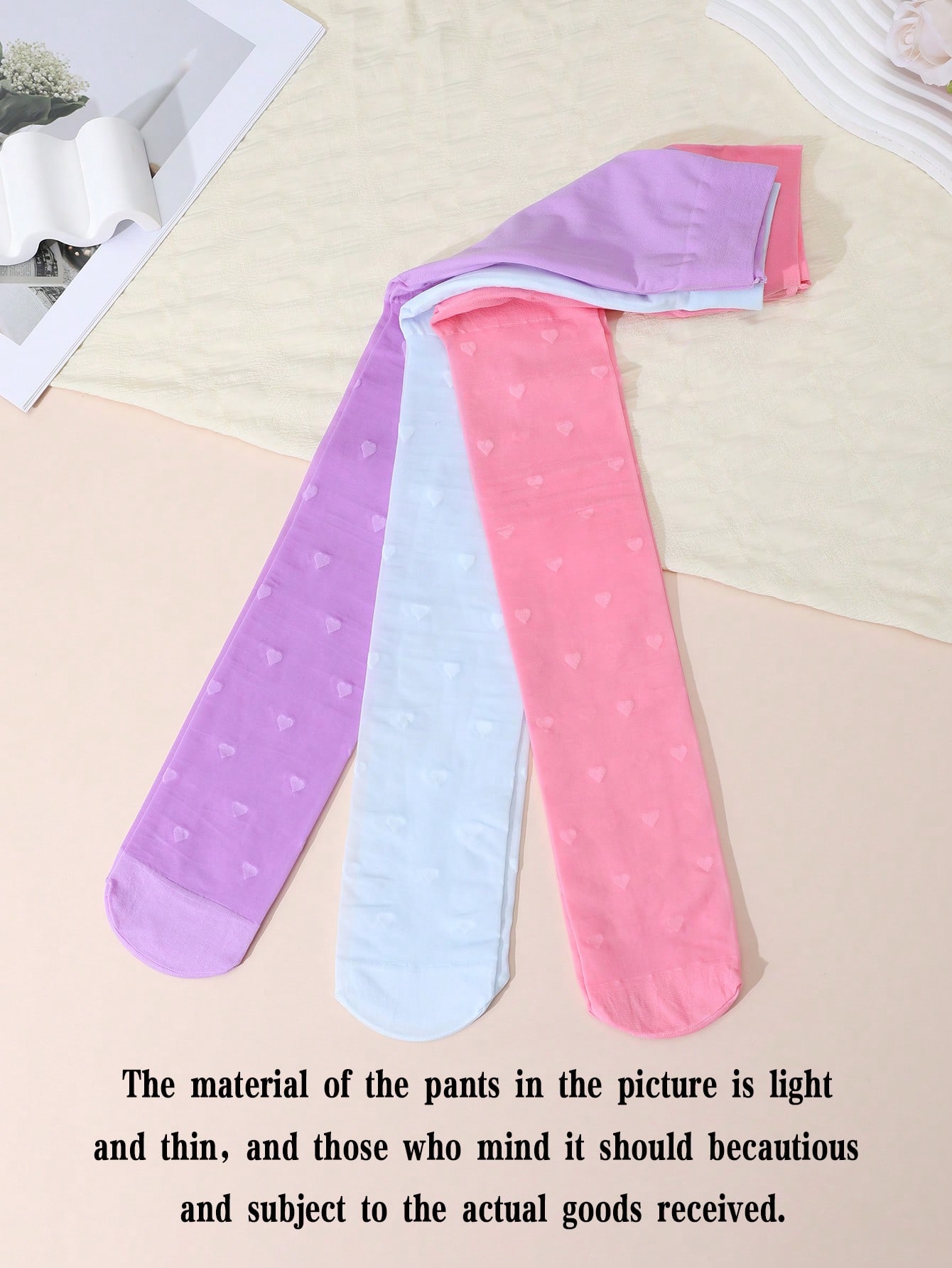 3Pcs Girls Heart Print Tights  - Tights Pantyhose Sheer avaliação e preço