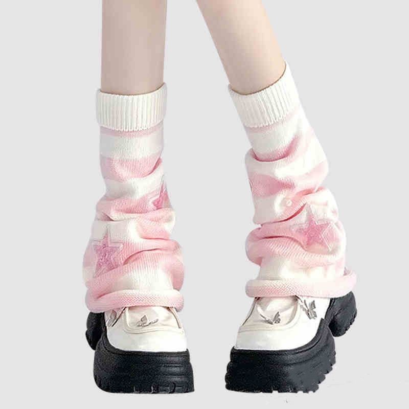 Y2K Striped Leg Warmers Star R - Boot Sock Slouchy avaliação e preço