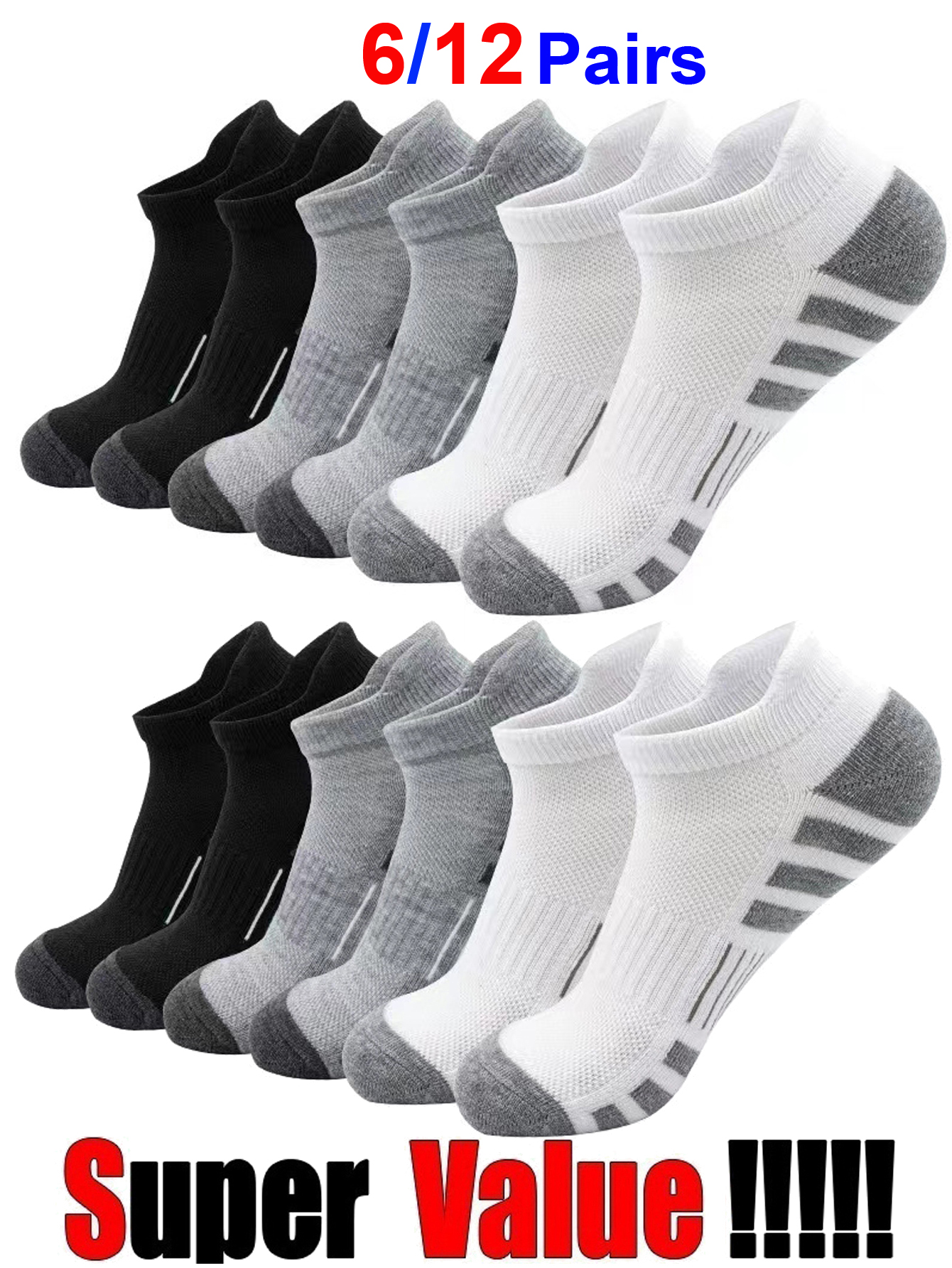 6/24 Pairs Cushioned Breathabl - Athletic Sock Cushion avaliação e preço