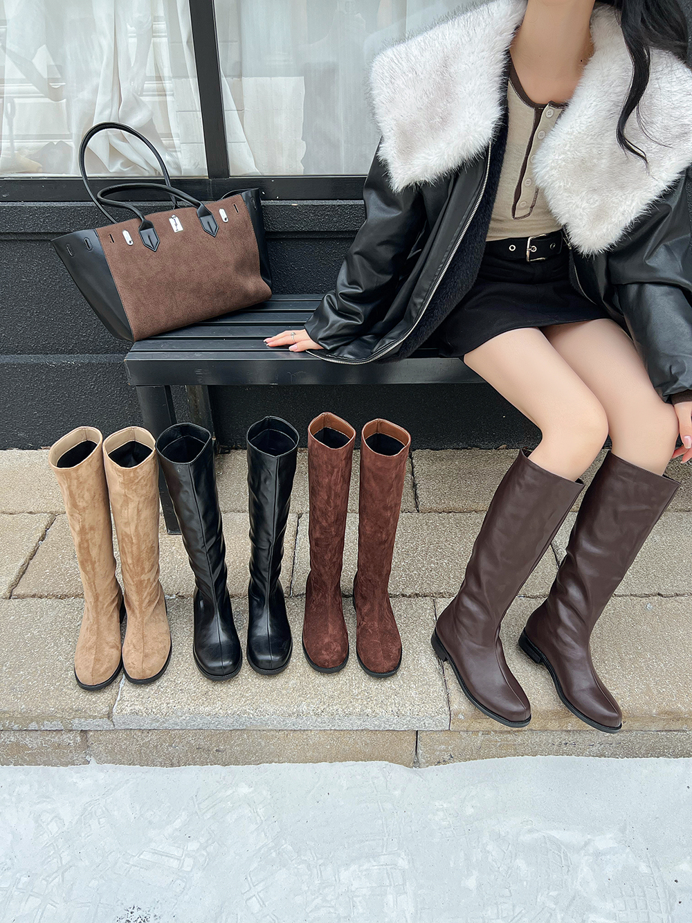 Fashion Women Knee Boots Flock - Knee High Sock Women avaliação e preço