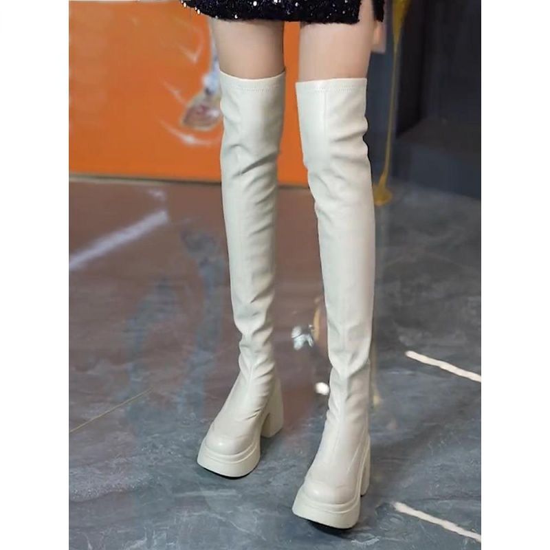 Round toe thick soled high-hee - Knee High Sock Women avaliação e preço