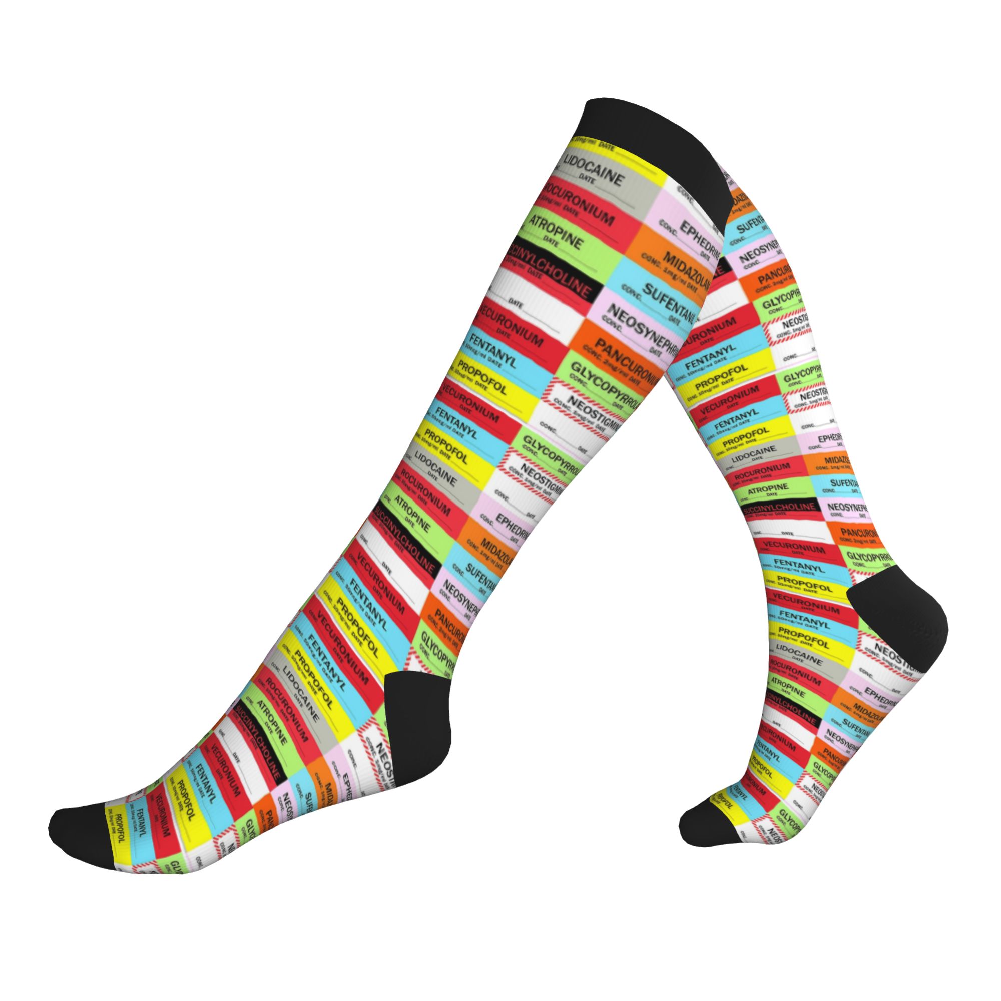Novelty Printed Anesthesia Med - Compression Sock Medical avaliação e preço