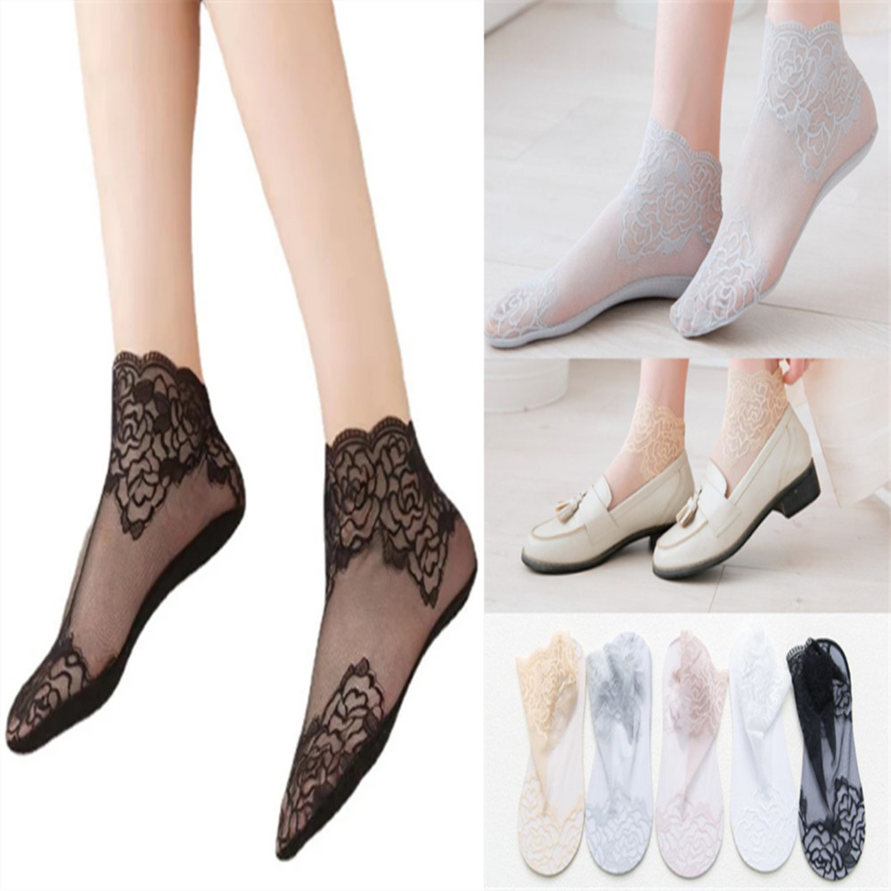 woman Lace rose thin socks Loa - Invisibility Sock Loafer avaliação e preço