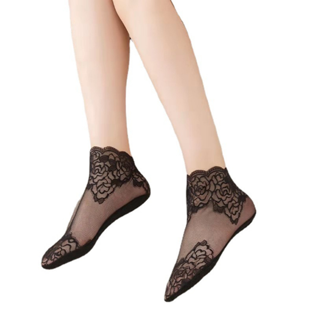 woman Lace rose thin socks Loa - Invisibility Sock Loafer avaliação e preço