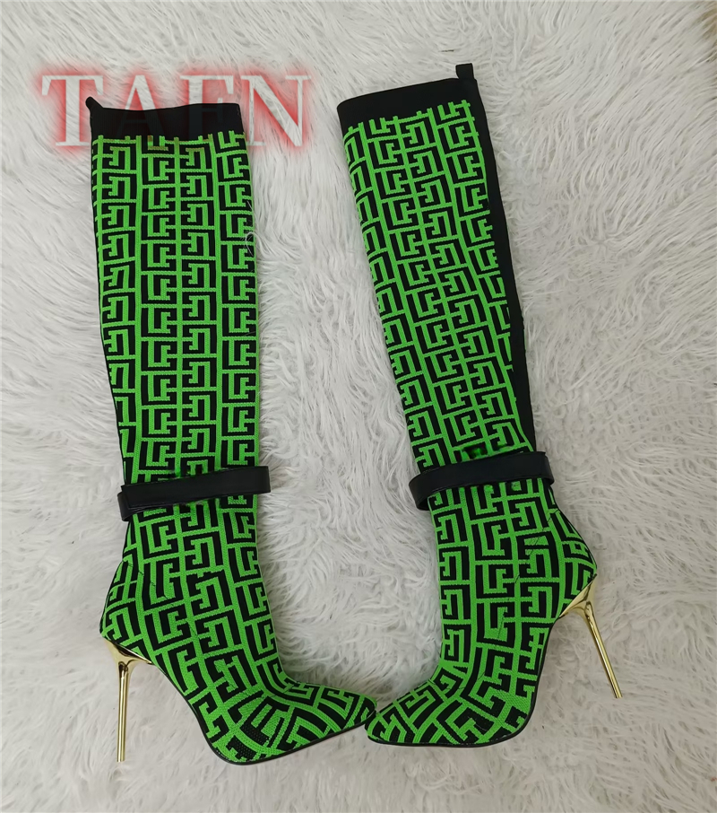 Women Stretch Sock Boots Fashi - Knee High Sock Women avaliação e preço