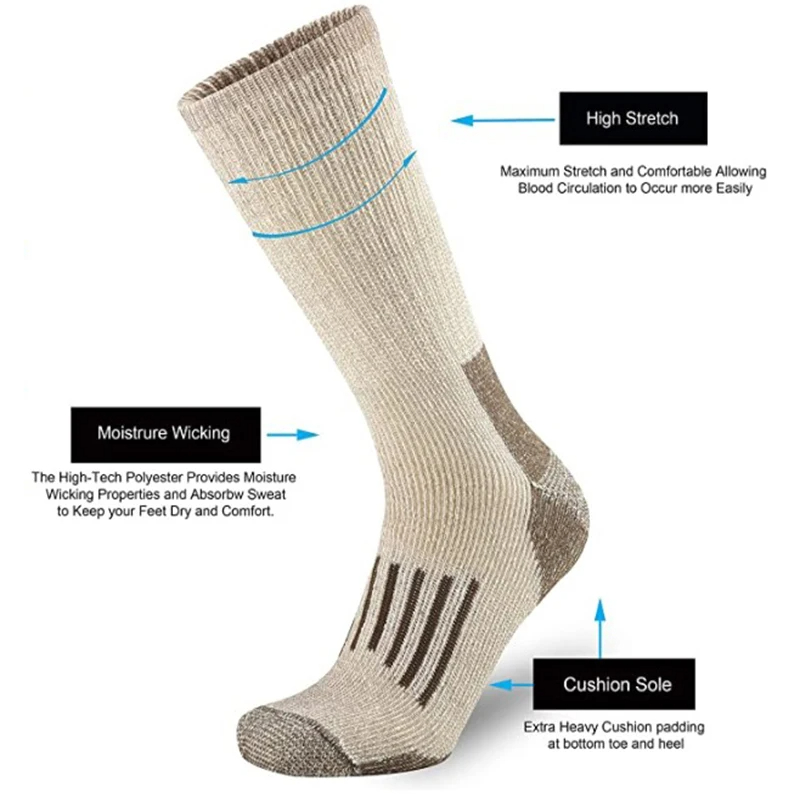 80% Wool Socks Warm Thicken Hi - Wool Hiking Sock avaliação e preço