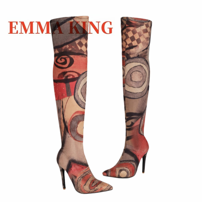 Women's Art Print Thigh High B - Knee High Sock Women avaliação e preço