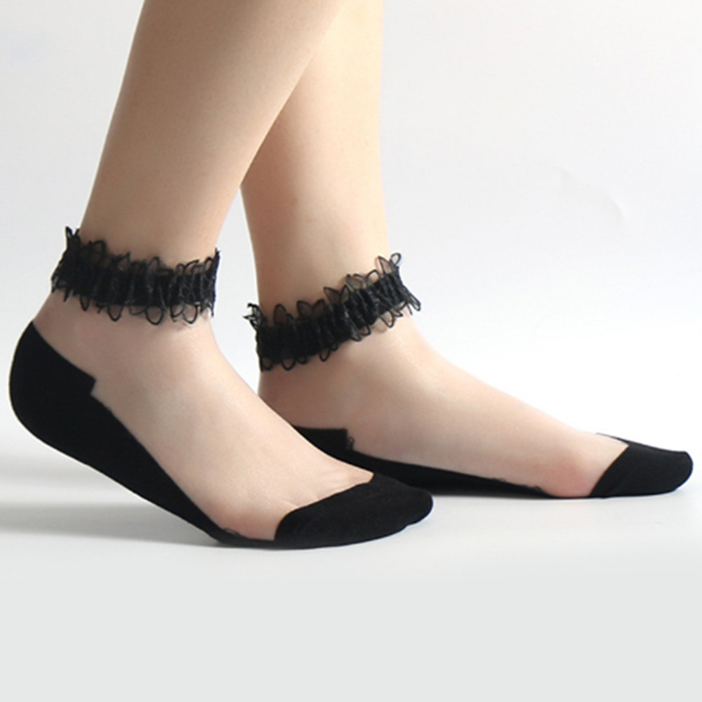 Woman Lace short sock thin soc - Invisibility Sock Loafer avaliação e preço