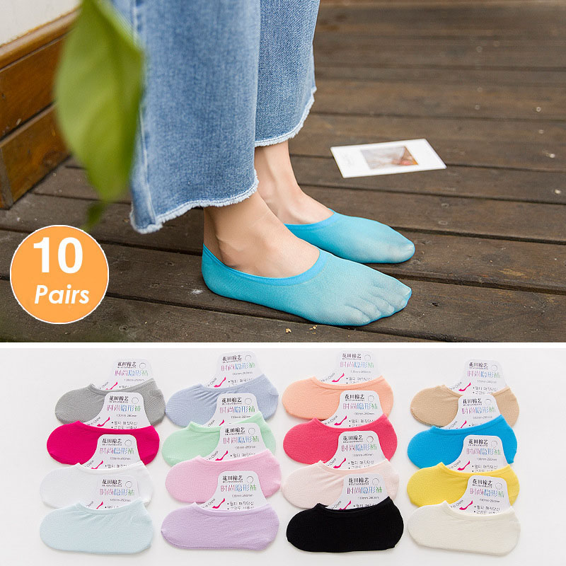 5 Pairs 10PCS Women Socks Nons - Invisibility Sock Loafer avaliação e preço