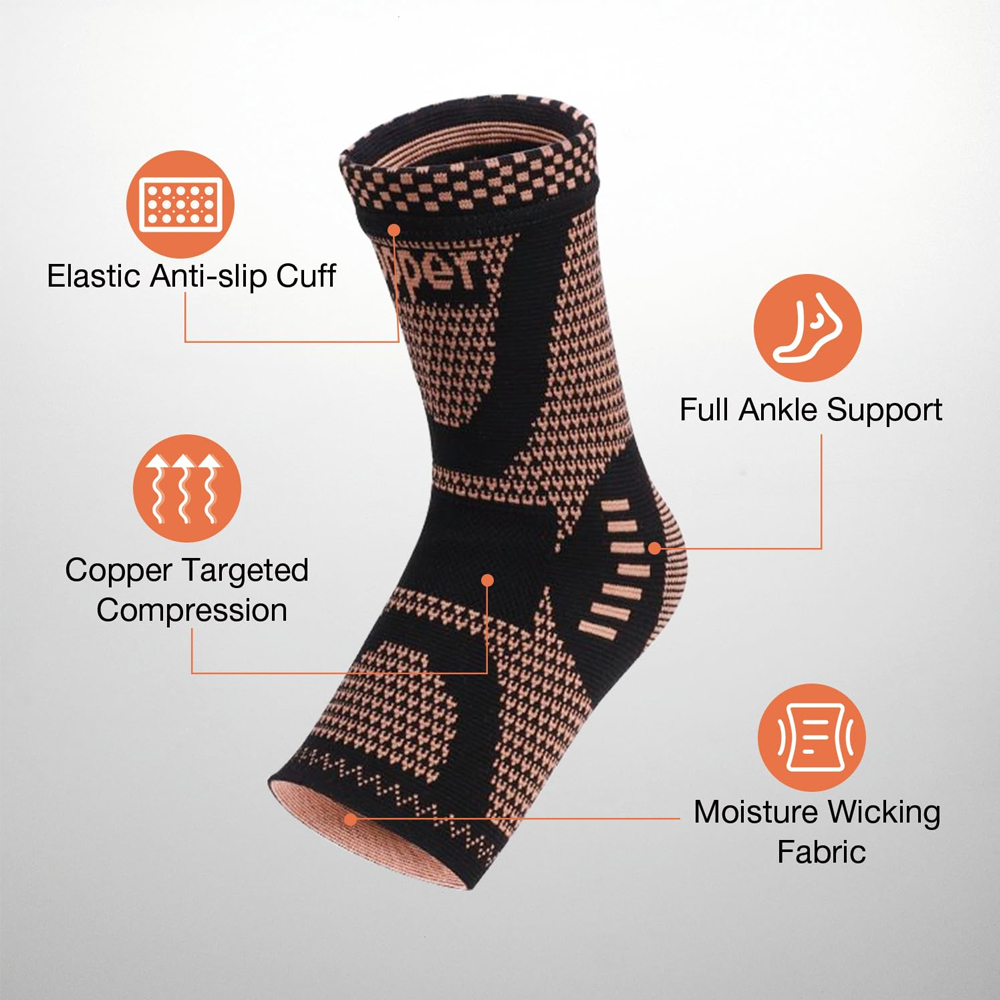 2PCS Copper Ankle Brace Suppor - Ankle Brace Sock avaliação e preço