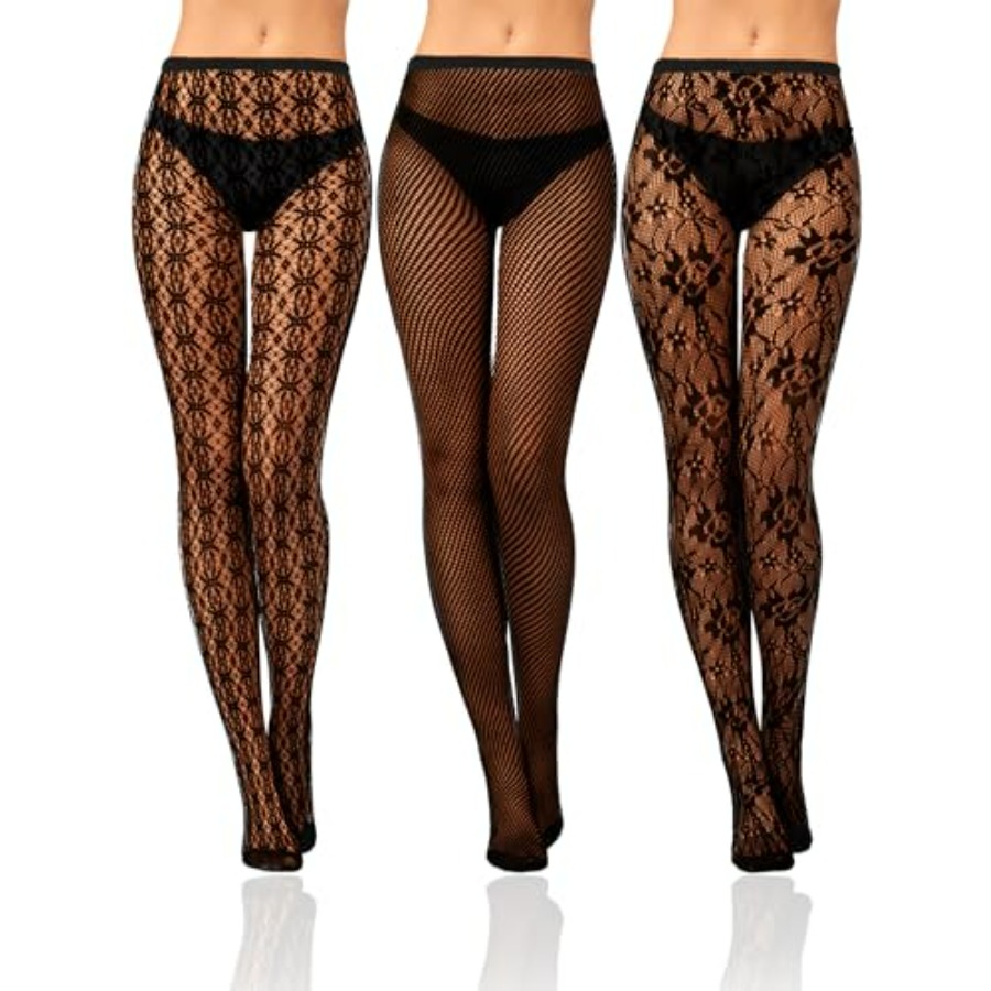 Bencailor 3 Pairs Women Rhines - Fishnet Stocking Women avaliação e preço