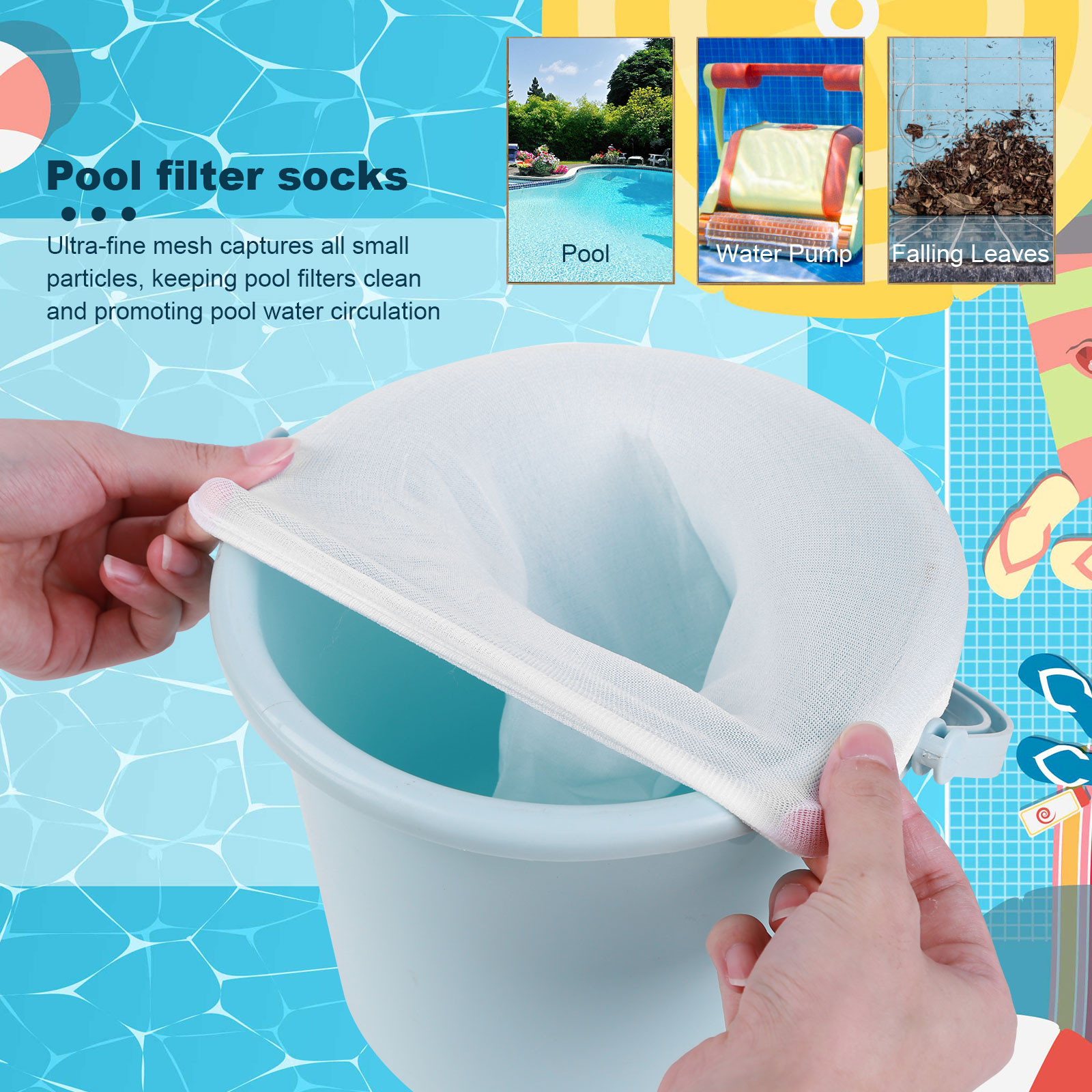 100-5PCS Pool Skimmer Socks El - Sock Organizer Tray avaliação e preço