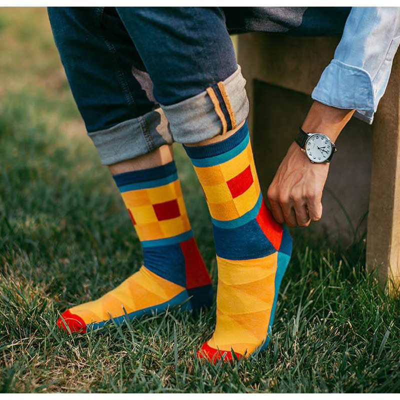 5Pairs Mens Fun Dress Socks, P - Cotton Crew Sock Pack avaliação e preço