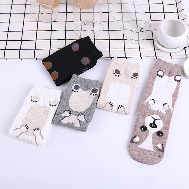 5 Pairs/pack Funny Cartoon Dog - Cotton Crew Sock Pack avaliação e preço