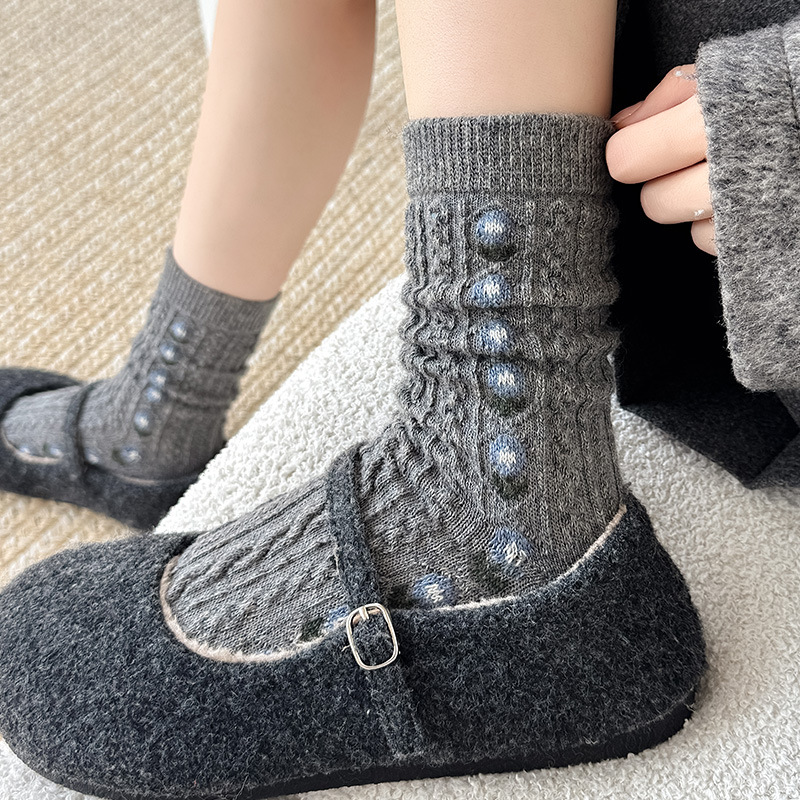 Korean Sweet Floral Wool Mid-C - Boot Sock Slouchy avaliação e preço