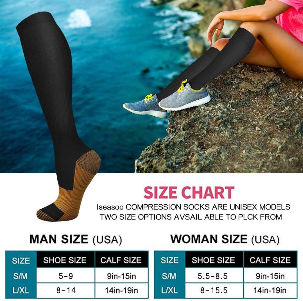 6 Pairs Solid Color Copper Com - Compression Sock Medical avaliação e preço