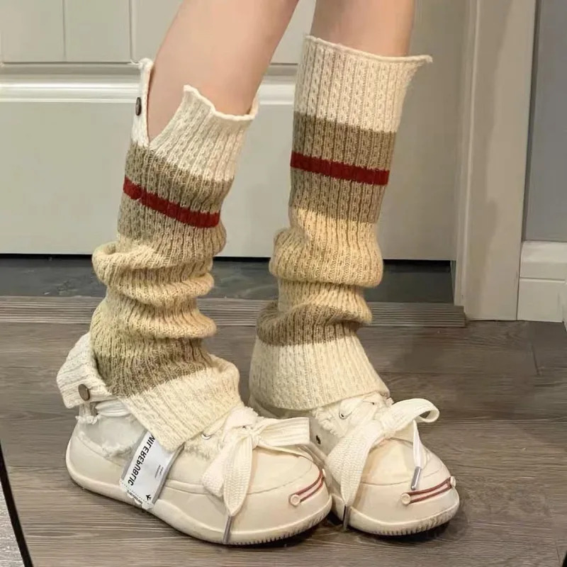 New ​Y2K Knitted Leg Warmers V - Boot Sock Slouchy avaliação e preço
