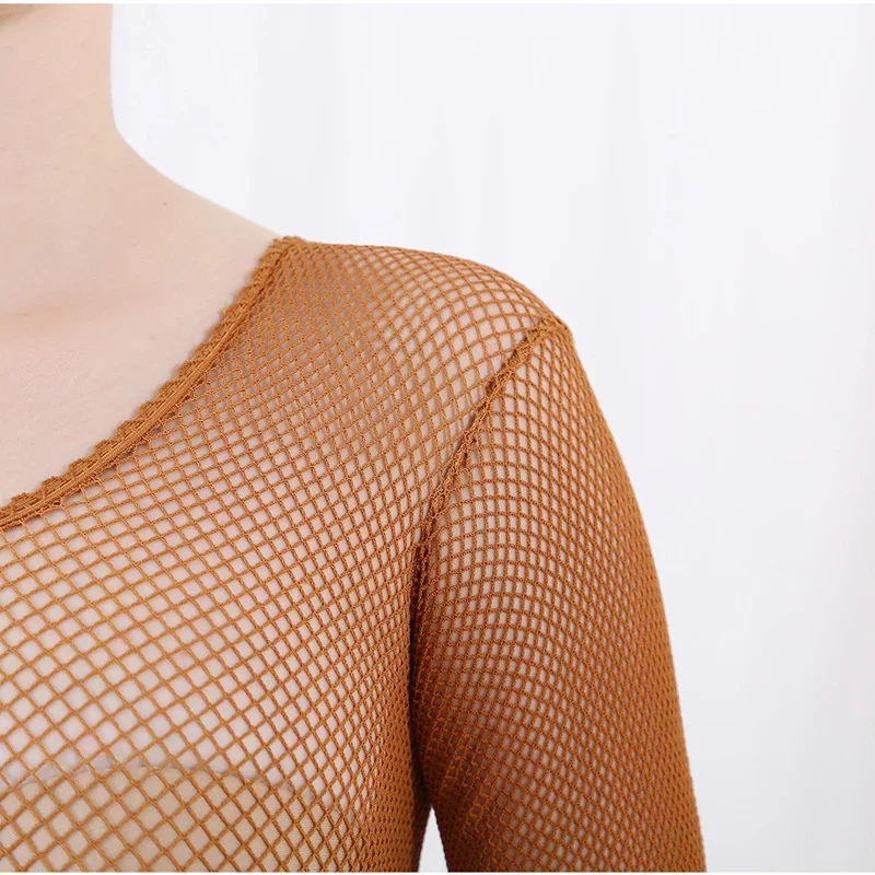 Latin Dance Full Body Jumpsuit - Fishnet Stocking Women avaliação e preço