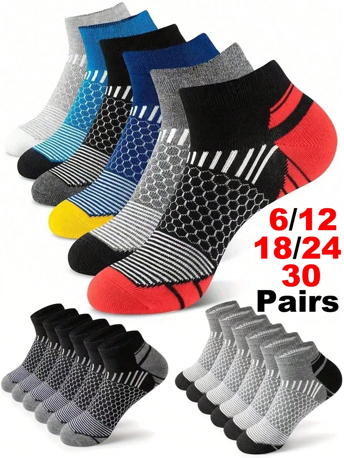 12Pairs Men's Athletic Socks A - Ankle Sock Low Cut avaliação e preço